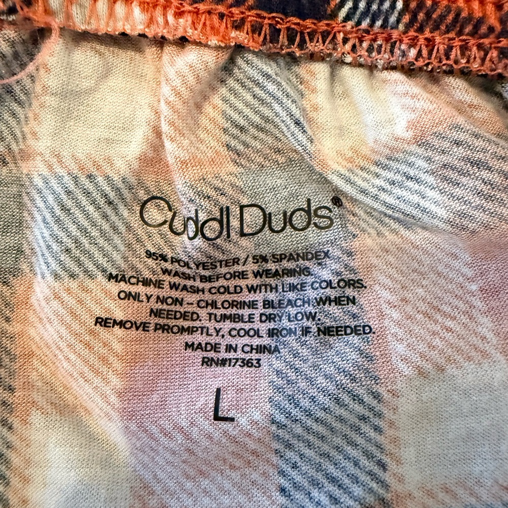 Cuddl Duds Plaid Lounge Pants in Orange and Blue - Picture 4 of 4